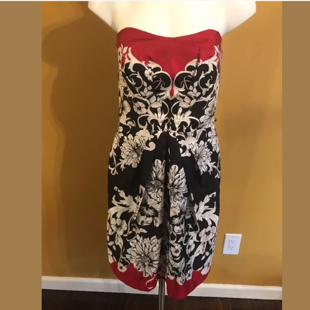 White House Black Market red silk floral dress